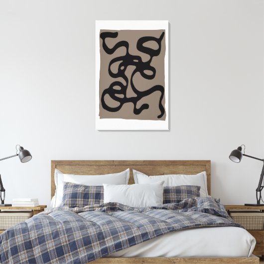 Signalen op afstand: Abstract zwart & grijs Canvas Afdruk (Insitu (Slaapkamer))