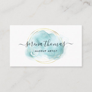 Signature Abstraite moderne Aqua Carte de visite o