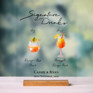Signature acrylique moderne Boissons Mariage Bar S