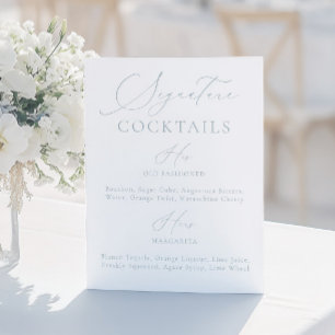 Signature Boire Dusty Blue & White Menu Mariage