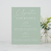 Signature Boire Sage Vert & Blanc Mariage Menu (Debout devant)