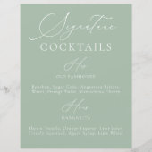 Signature Boire Sage Vert & Blanc Mariage Menu (Devant)