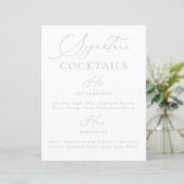 Signature Boire Sage Vert & Blanc Mariage Menu (Debout devant)