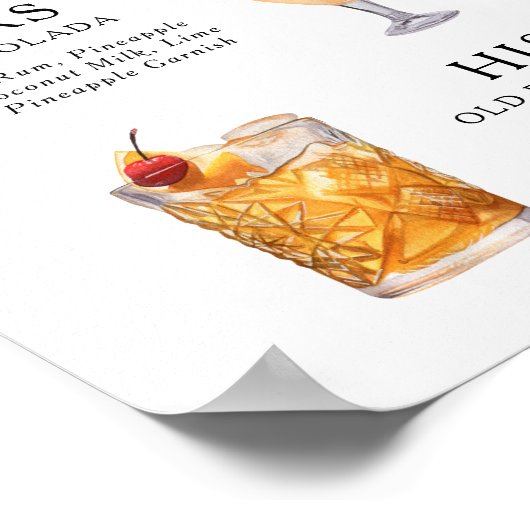 Signature Boissons Mariage Cocktail Menu Poster (Coin)