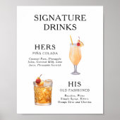 Signature Boissons Mariage Cocktail Menu Poster (Devant)