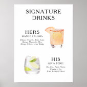 Signature Boissons Mariage Cocktail Menu Poster (Devant)