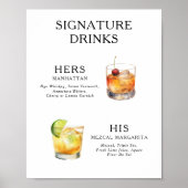 Signature Boissons Mariage Cocktail Menu Poster (Devant)