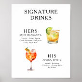 Signature Boissons Mariage Cocktail Menu Poster (Devant)