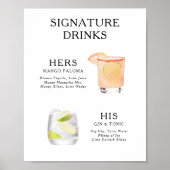 Signature Boissons Mariage Cocktail Menu Poster (Devant)