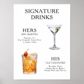 Signature Boissons Mariage Cocktail Menu Poster (Devant)