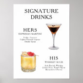 Signature Boissons Mariage Cocktail Menu Poster (Devant)