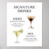 Signature Boissons Mariage Cocktail Menu Poster (Devant)