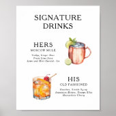 Signature Boissons Mariage Cocktail Menu Poster (Devant)