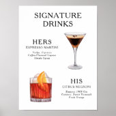 Signature Boissons Mariage Cocktail Menu Poster (Devant)