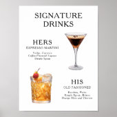 Signature Boissons Mariage Cocktail Menu Poster (Devant)