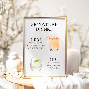 Signature Boissons Mariage Cocktail Menu Poster