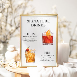 Signature Boissons Mariage Cocktail Menu Poster