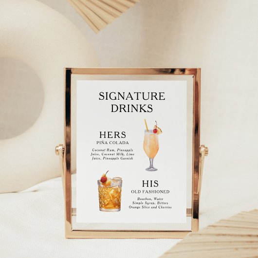 Signature Boissons Mariage Cocktail Menu Poster