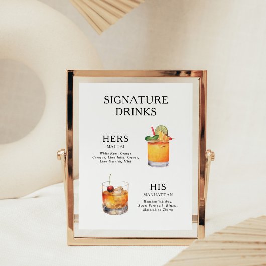 Signature Boissons Mariage Cocktail Menu Poster