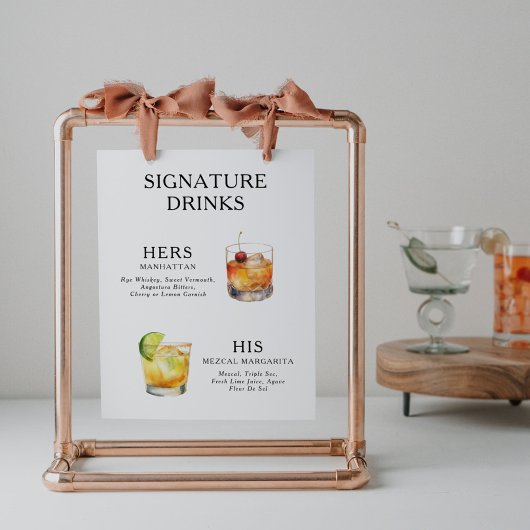 Signature Boissons Mariage Cocktail Menu Poster