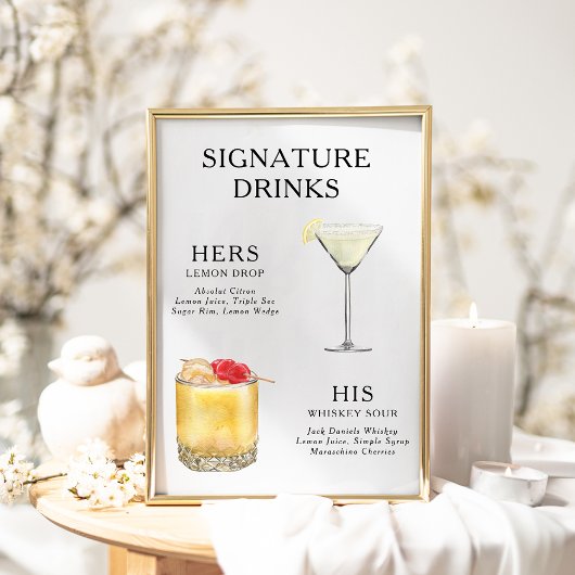Signature Boissons Mariage Cocktail Menu Poster
