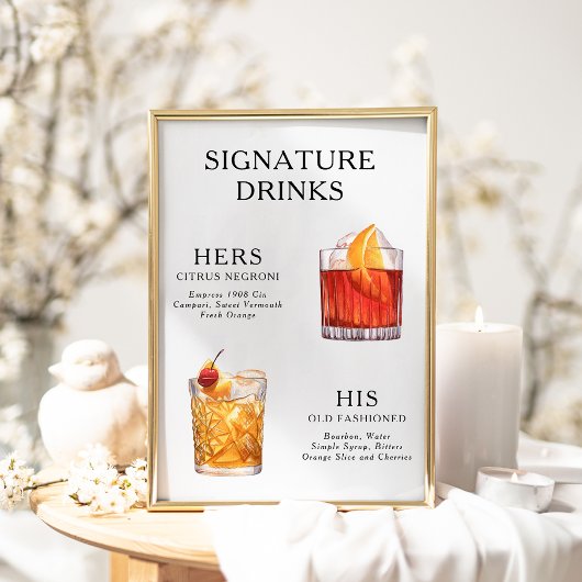 Signature Boissons Mariage Cocktail Menu Poster