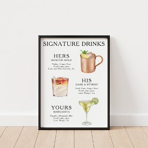 Signature Boissons Mariage Cocktail Menu Poster