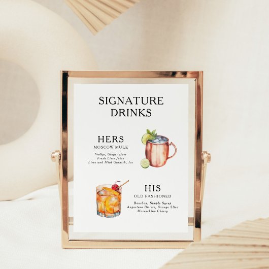 Signature Boissons Mariage Cocktail Menu Poster