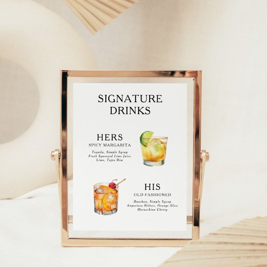 Signature Boissons Mariage Cocktail Menu Poster