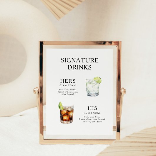 Signature Boissons Mariage Cocktail Menu Poster