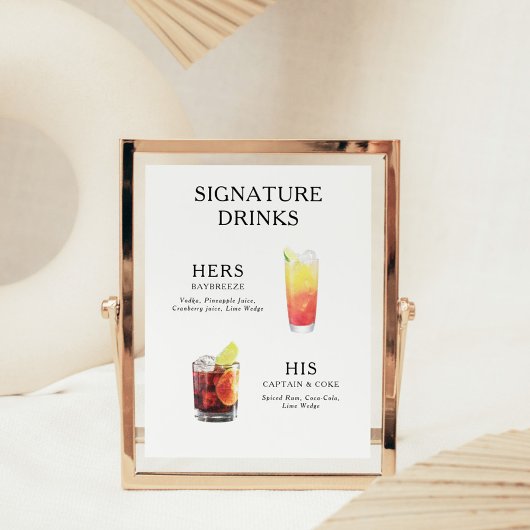 Signature Boissons Mariage Cocktail Menu Poster