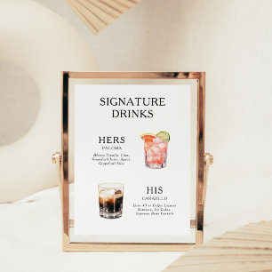 Signature Boissons Mariage Cocktail Menu Poster