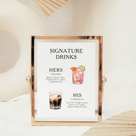 Signature Boissons Mariage Cocktail Menu Poster