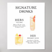 Signature Boissons Mariage Cocktail Menu Poster (Devant)