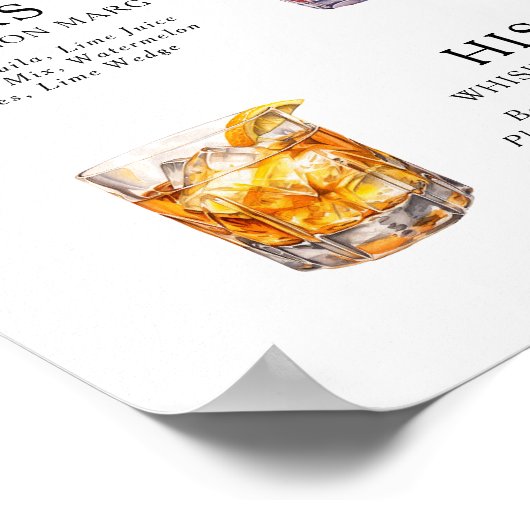 Signature Boissons Mariage Cocktail Menu Poster (Coin)