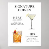 Signature Boissons Mariage Cocktail Menu Poster (Devant)