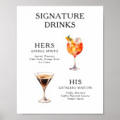 Signature Boissons Mariage Cocktail Menu Poster (Devant)