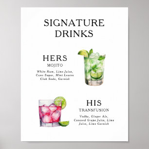 Signature Boissons Mariage Cocktail Menu Poster