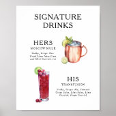 Signature Boissons Mariage Cocktail Menu Poster (Devant)