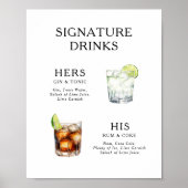 Signature Boissons Mariage Cocktail Menu Poster (Devant)