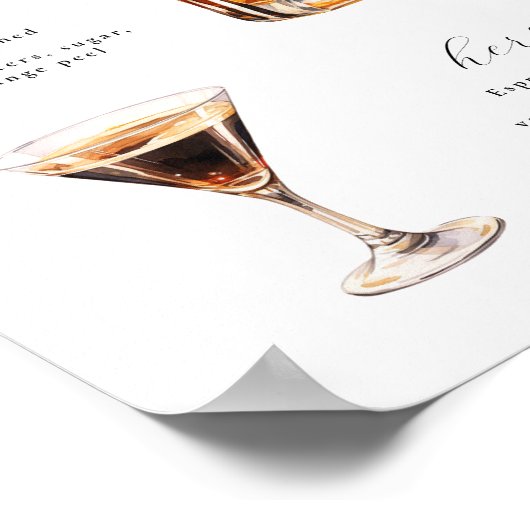 Signature Boissons Mariage Cocktails Poster (Coin)
