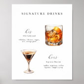 Signature Boissons Mariage Cocktails Poster (Devant)