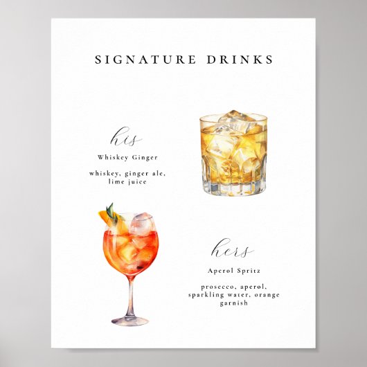 Signature Boissons Mariage Cocktails Poster (Devant)