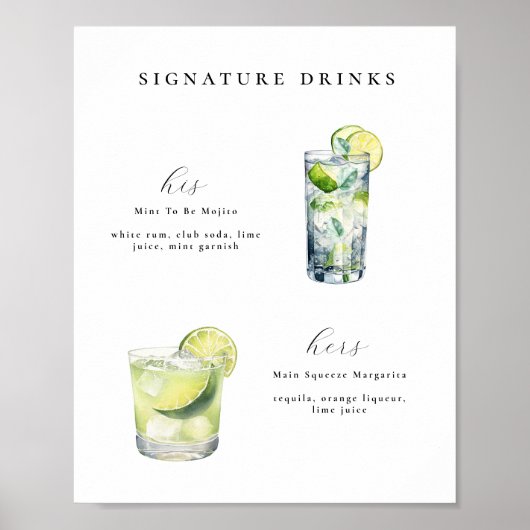 Signature Boissons Mariage Cocktails Poster (Devant)