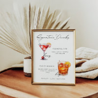 Signature Boissons Poster moderne noir & blanc