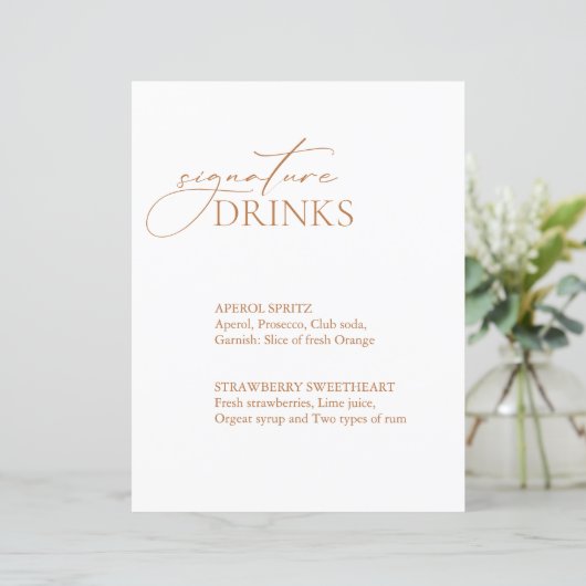 Signature Calligraphie Boissons Mariage Bar Menu S (Debout devant)