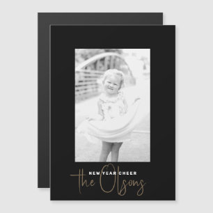 Signature Cheer Chic Noir Nouvel An Carte photo