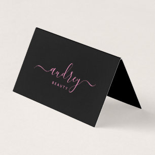 Signature Chic Typography Pink and Black Visitekaartjes
