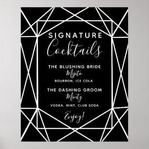 Signature Cocktail bar sign geometrisch bruiloft Poster
