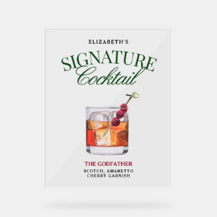 Signature Cocktail Classy Green & Red Acryl Bord